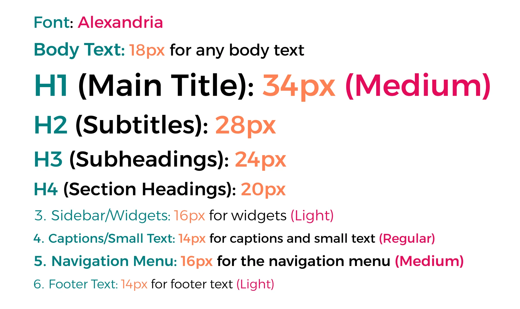 Light-background Alexandria typography hierarchy board
